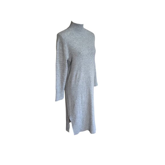 A New Day Midi Gray Sweater Dress Side Slit High Neck Long Sleeve XS NWT - Picture 5 of 12